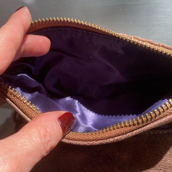 NWOT Anthropologie Deux Lux rose gold woven foldover bag - Picture 6 of 10